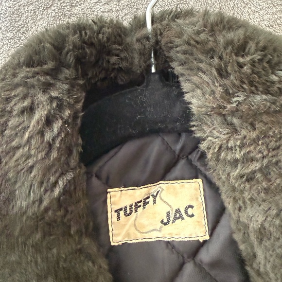 Vintage 1960s Tuffy Jac Olive Bomber Jacket Faux Fur Collar Talon Zipper Men L - Picture 10 of 15